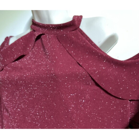 NEW Perfectly Priscilla Cold Shoulder Boutique Dress Size 3XL Red Sparkle - Picture 5 of 11